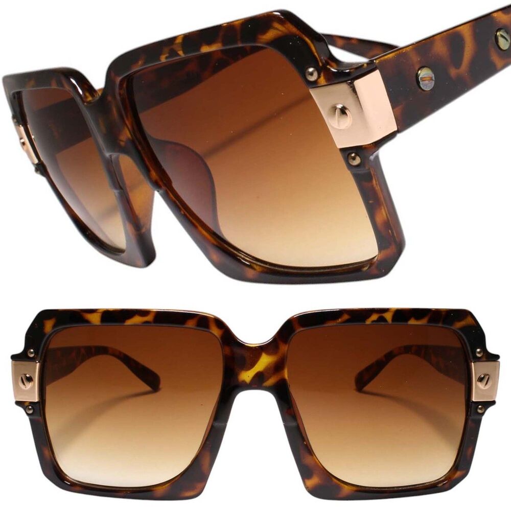 Classic 80s Vintage Gangster Hip Hop Rapper Style Sun Glasses Tortoise Frame